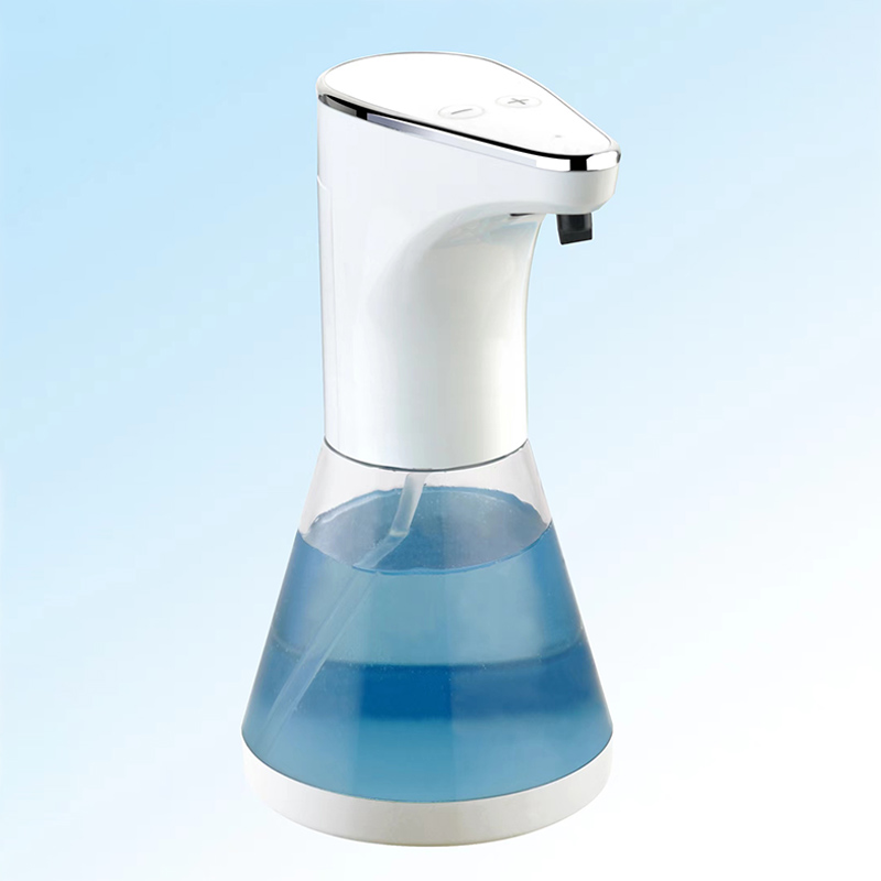 How does the compressed air system of a hand sanitizer dispenser work